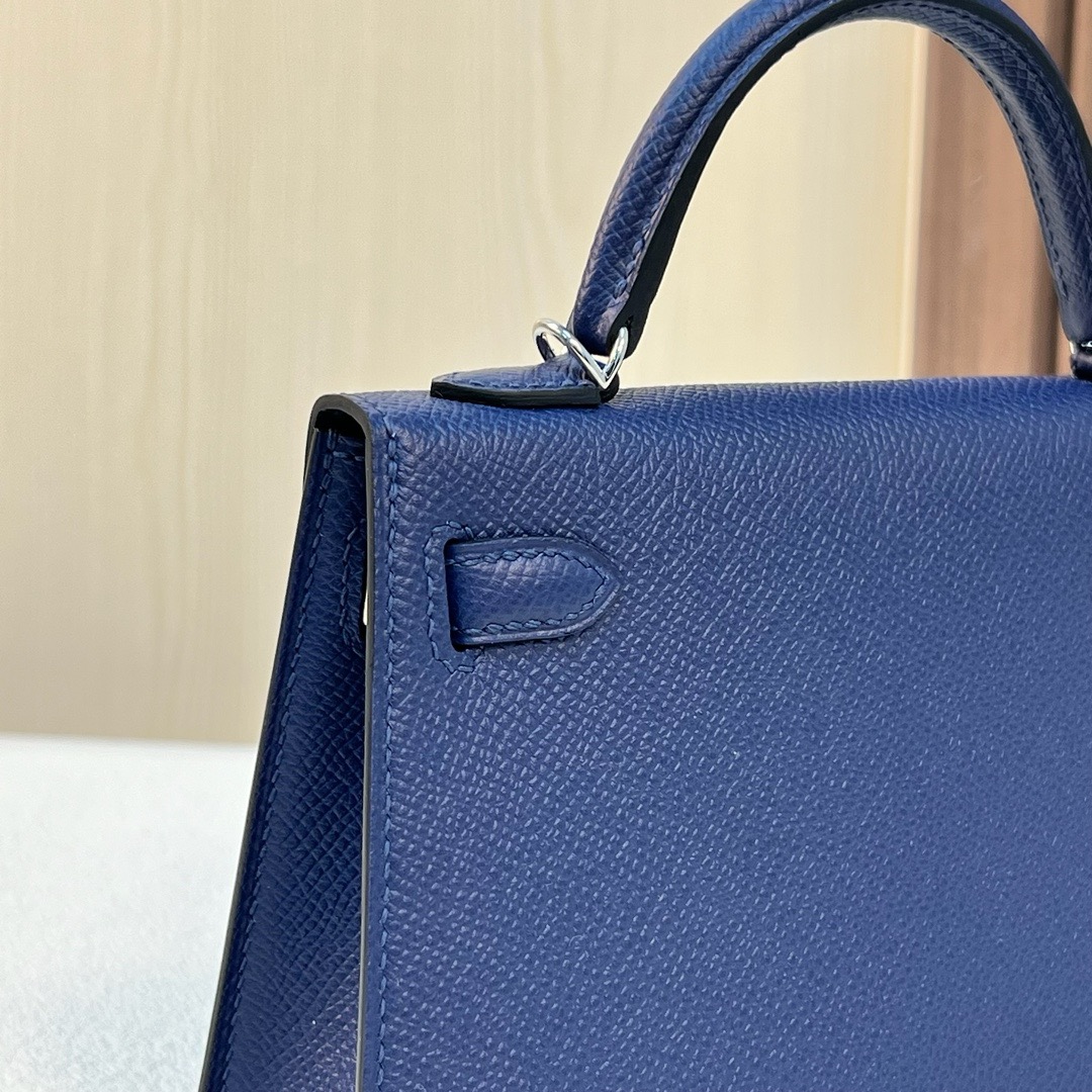现货 KL Mini Epsom CK73宝石蓝 银扣 全手工蜡线缝 Phw