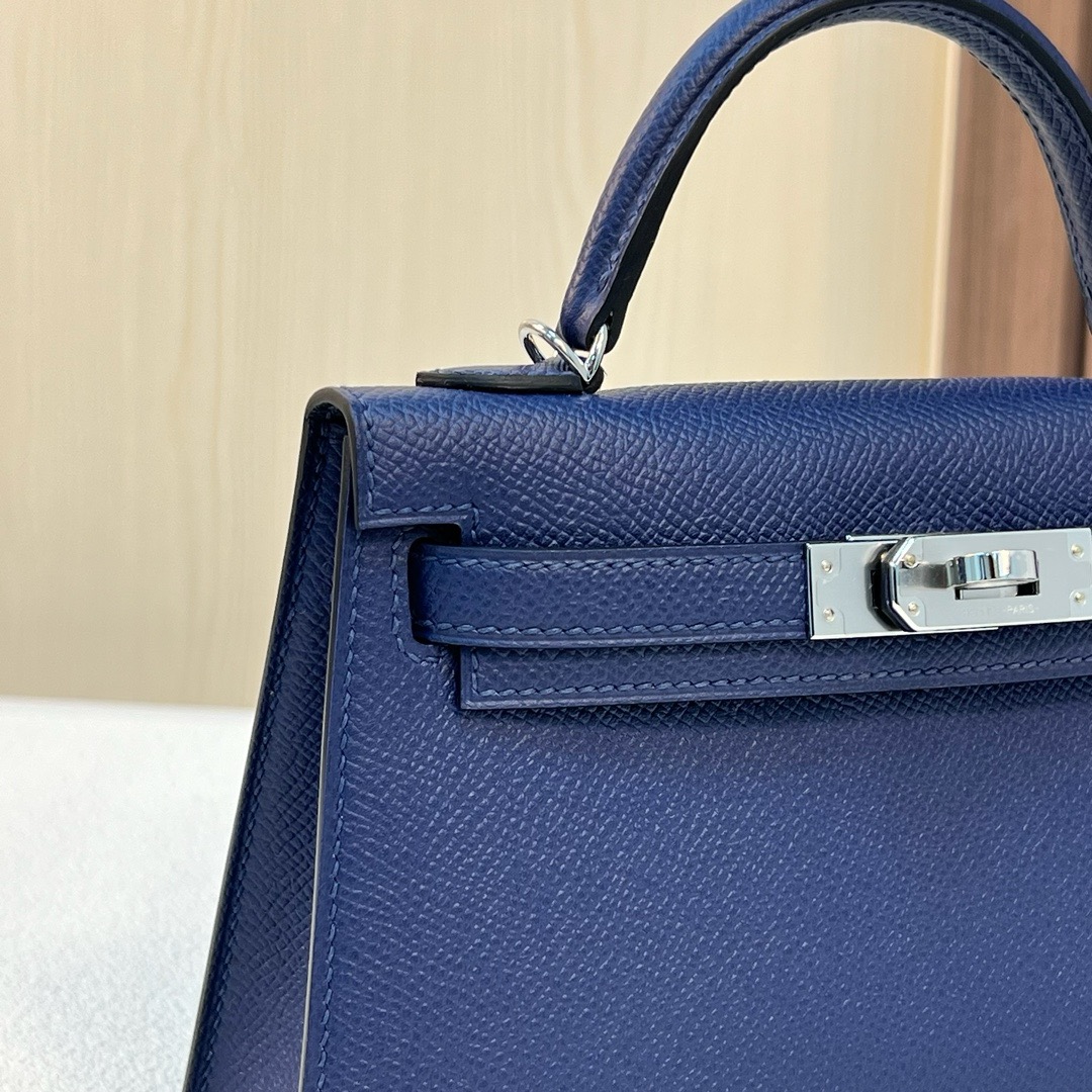 现货 KL Mini Epsom CK73宝石蓝 银扣 全手工蜡线缝 Phw