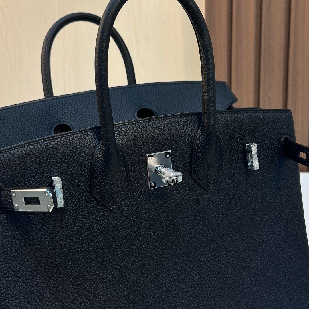 HM BK 25cm Togo皮 原厂进口小牛皮 CK89 Noir 黑色 银扣 全手工蜡线缝 Phw