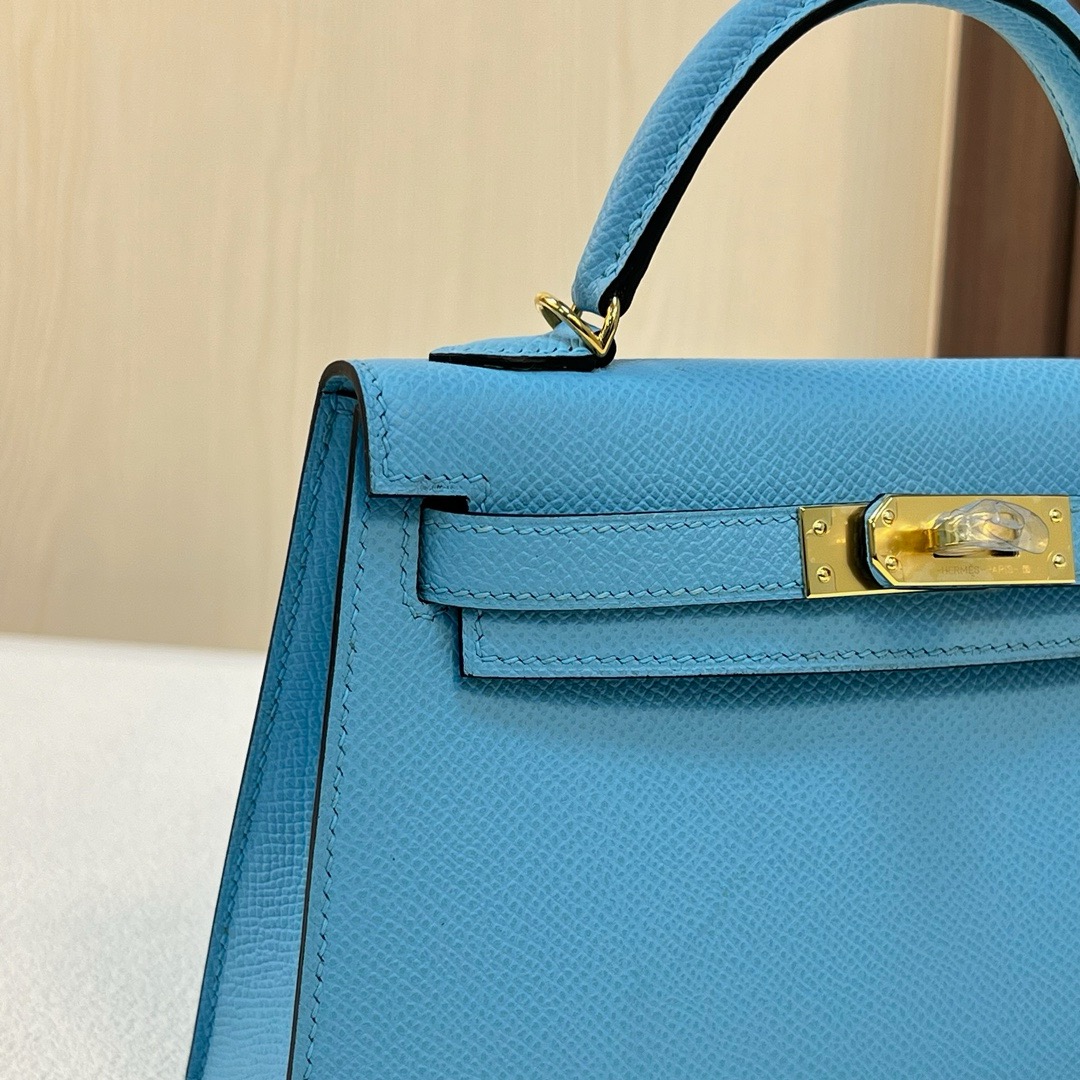 现货 KL Mini Epsom 7N blue 糖果蓝 金扣 全手工蜡线缝 Ghw