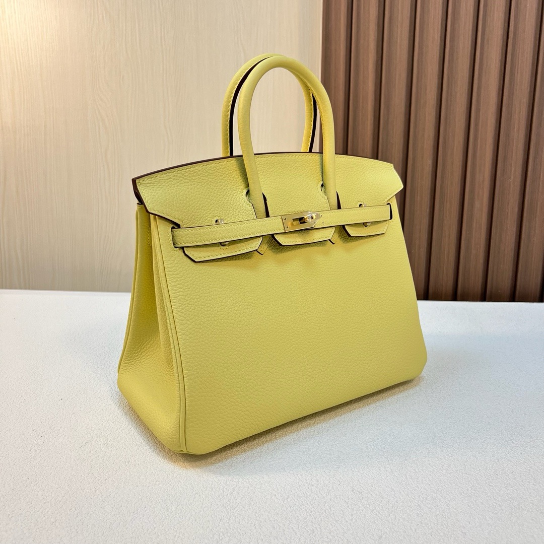 BK 25cm Togo 皮 原厂小牛皮 1Z jaune poussin 小鸡黄 金扣 全手工蜡线缝 Ghw