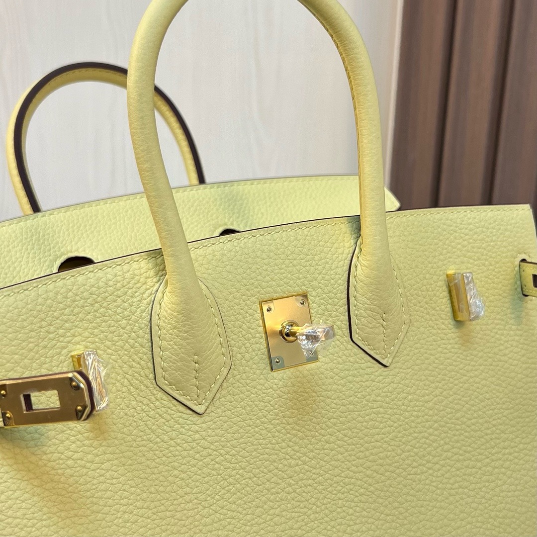 BK 25cm Togo 皮 原厂小牛皮 1Z jaune poussin 小鸡黄 金扣 全手工蜡线缝 Ghw