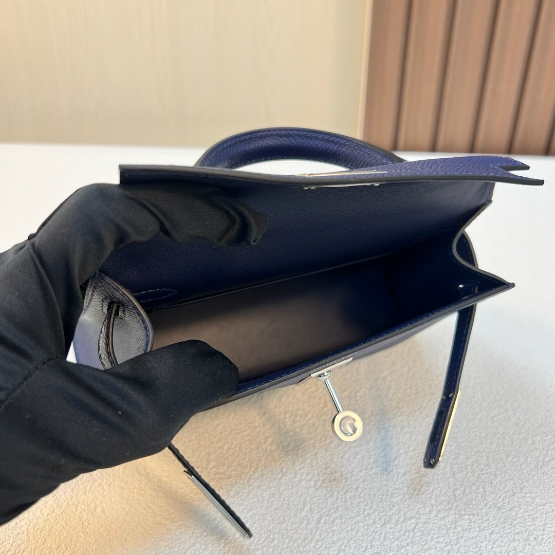 现货 KL Mini Epsom CK73宝石蓝 银扣 全手工蜡线缝 Phw