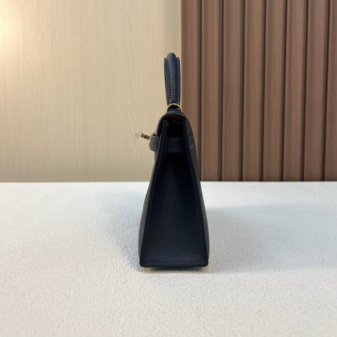 KL Mini Epsom CC89黑色 noir /CC76 Blue Indigo 深海蓝内拼K1石榴红 金扣 全手工蜡线缝 Ghw