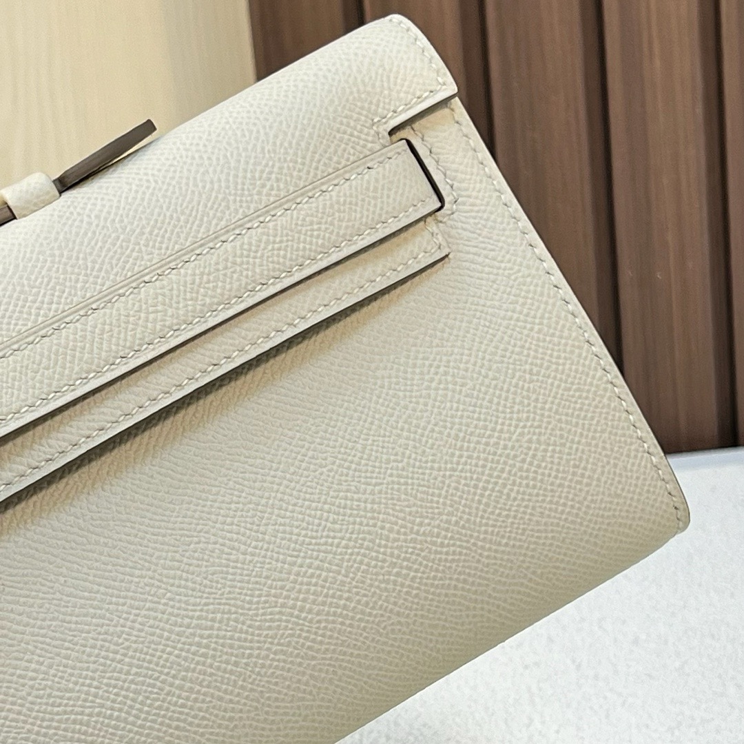 KL cut 31cm Epsom C10 奶昔白 craie 玫瑰金扣 全手工蜡线缝 Rghw