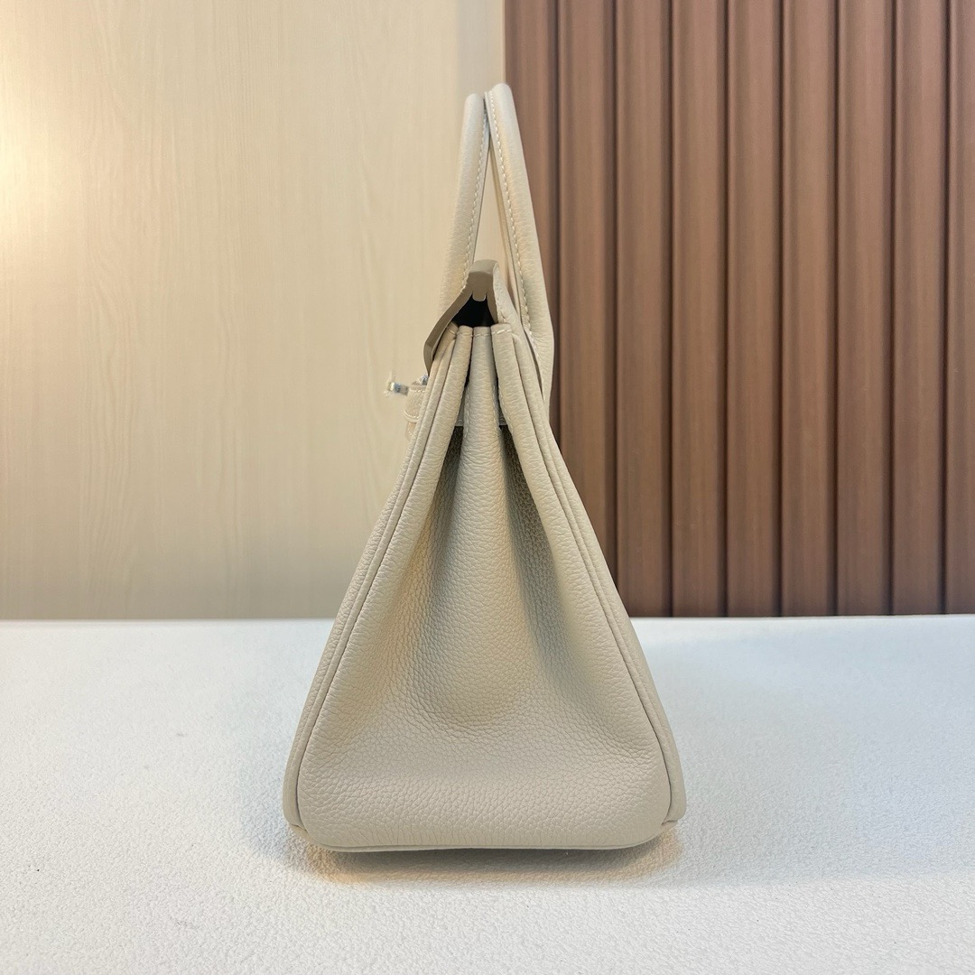 HM BK 25cm Togo皮 原厂小牛皮 CK10奶昔白 银扣 全手工蜡线缝 Phw