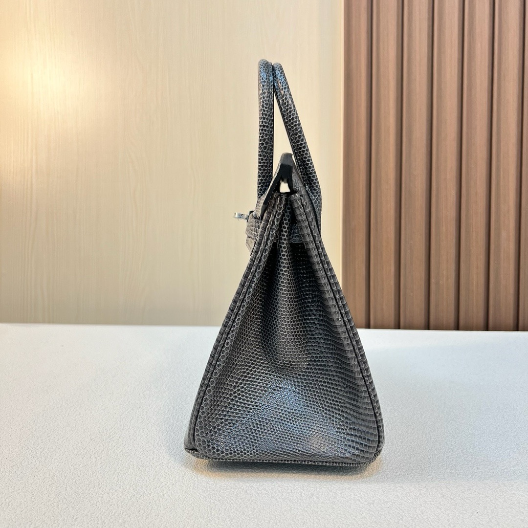 BK 25cm Lizard 进口蜥蜴皮 CK82深灰色 银扣 全手工蜡线缝 Phw m
