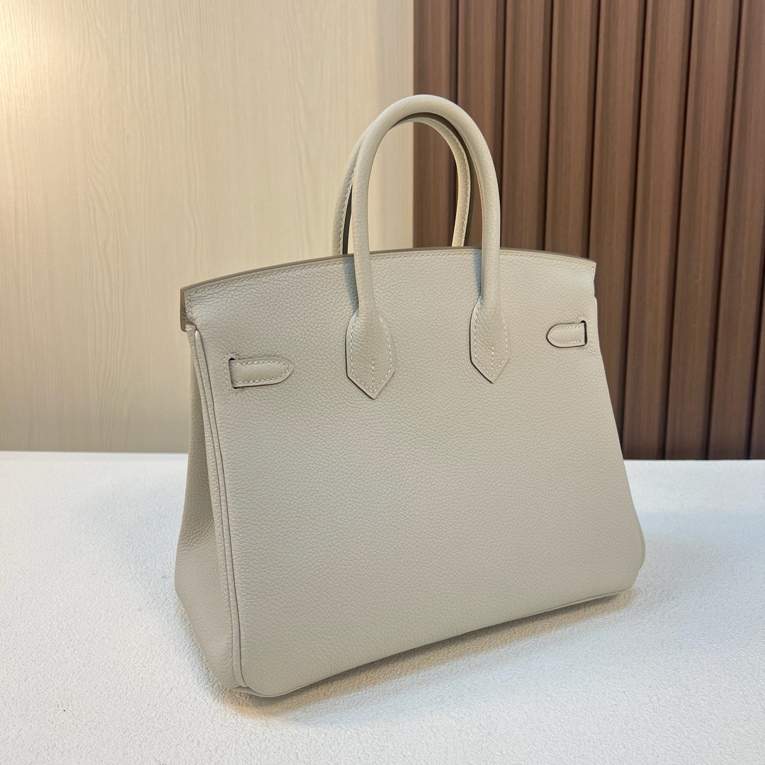 HM BK 25cm Togo皮 原厂小牛皮 CK10奶昔白 银扣 全手工蜡线缝 Phw