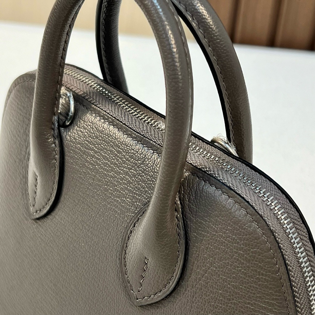 Bolide Mini Chever 进口山羊皮 8F锡器灰 银扣 全手工蜡线缝 Phw