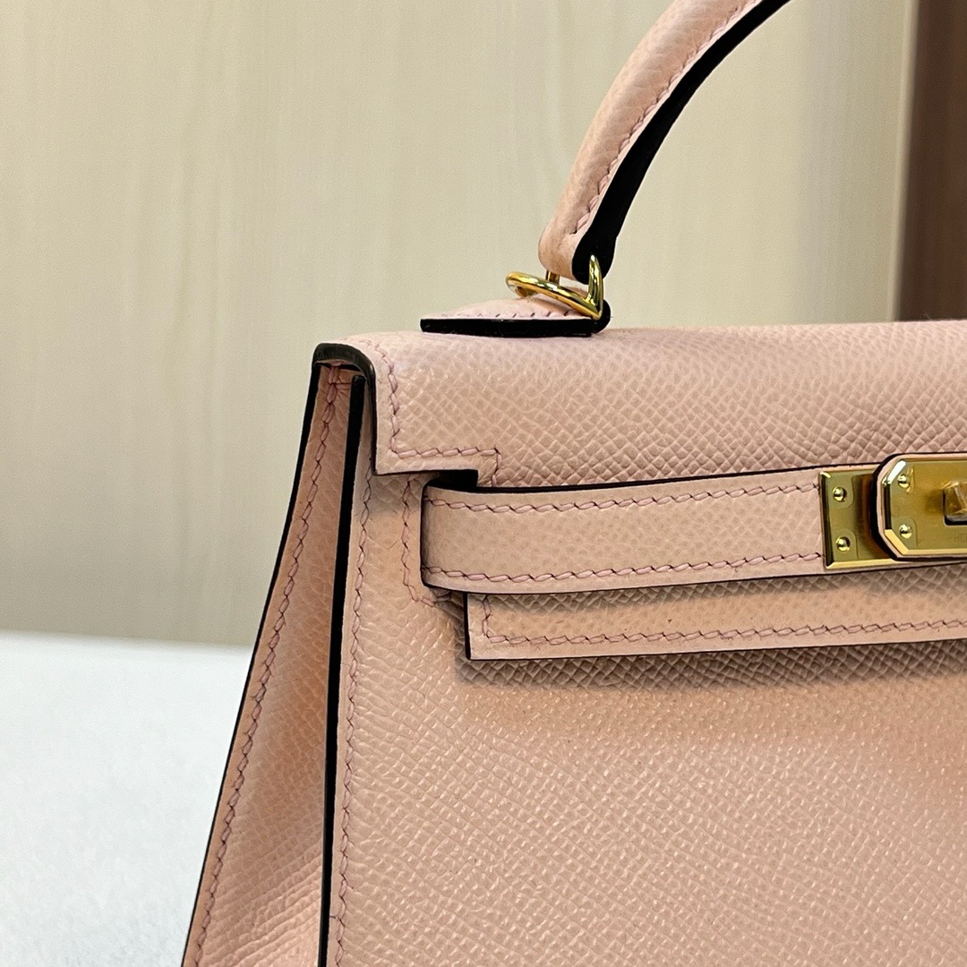 现 KL Mini 19cm Epsom P1 Rose Eglantine 蔷薇粉 金扣 全手工蜡线缝 Ghw