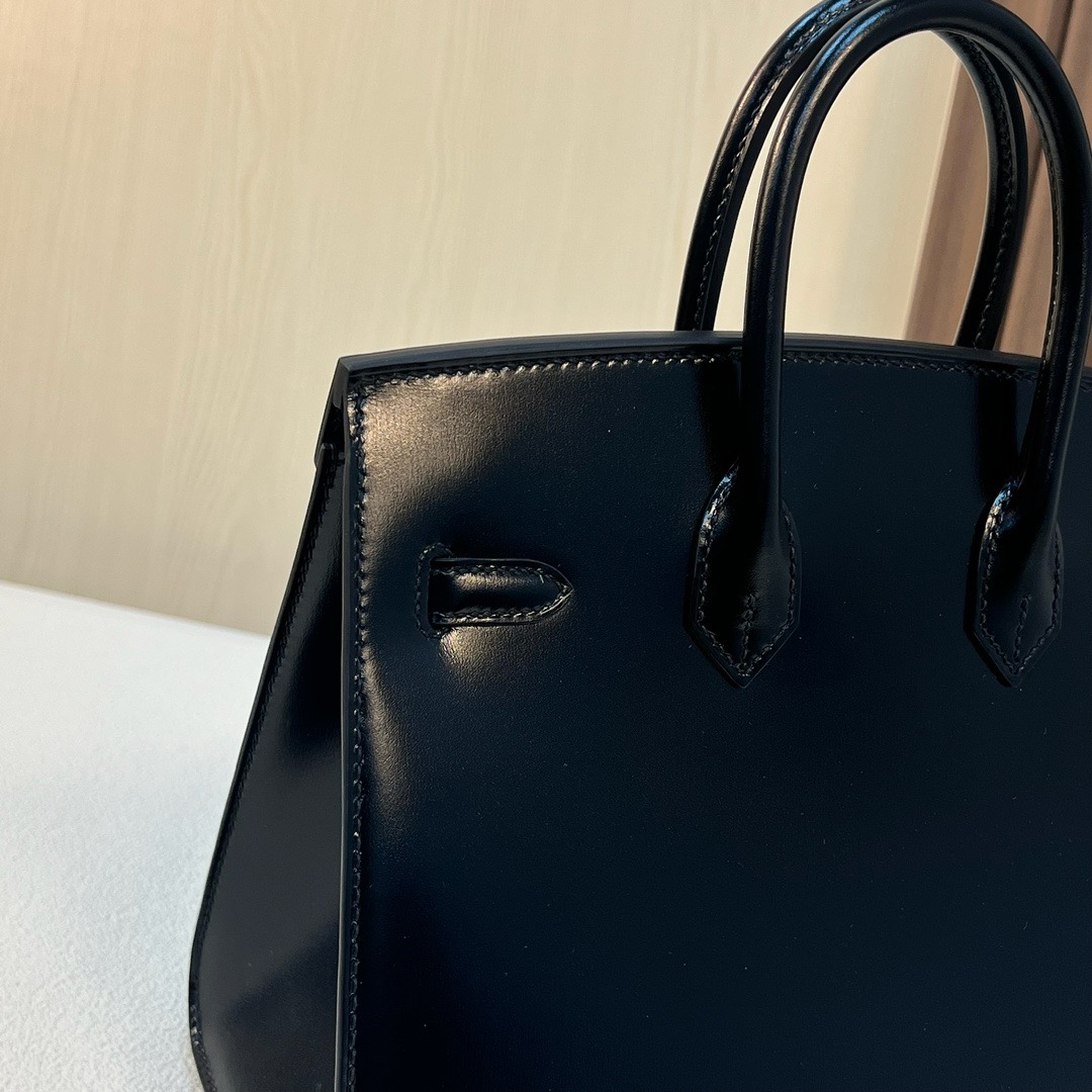 HM BK 25cm Sellier Box CK89 Noir 黑色 银扣 原装五金 全手工蜡线缝 Phw