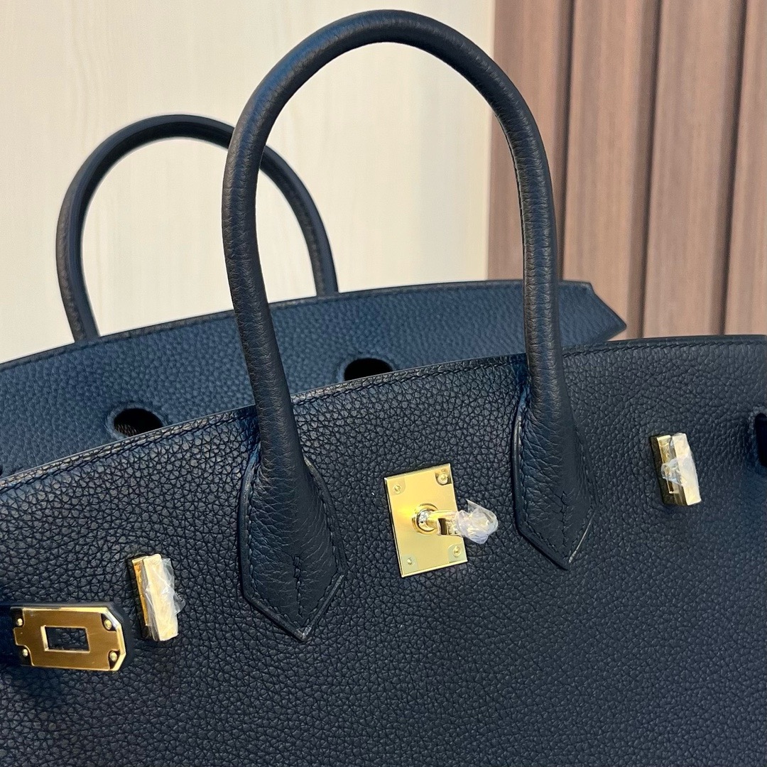 现货 BK 25cm Togo皮 原厂小牛皮 CC89黑色 金扣 全手工蜡线缝 Ghw