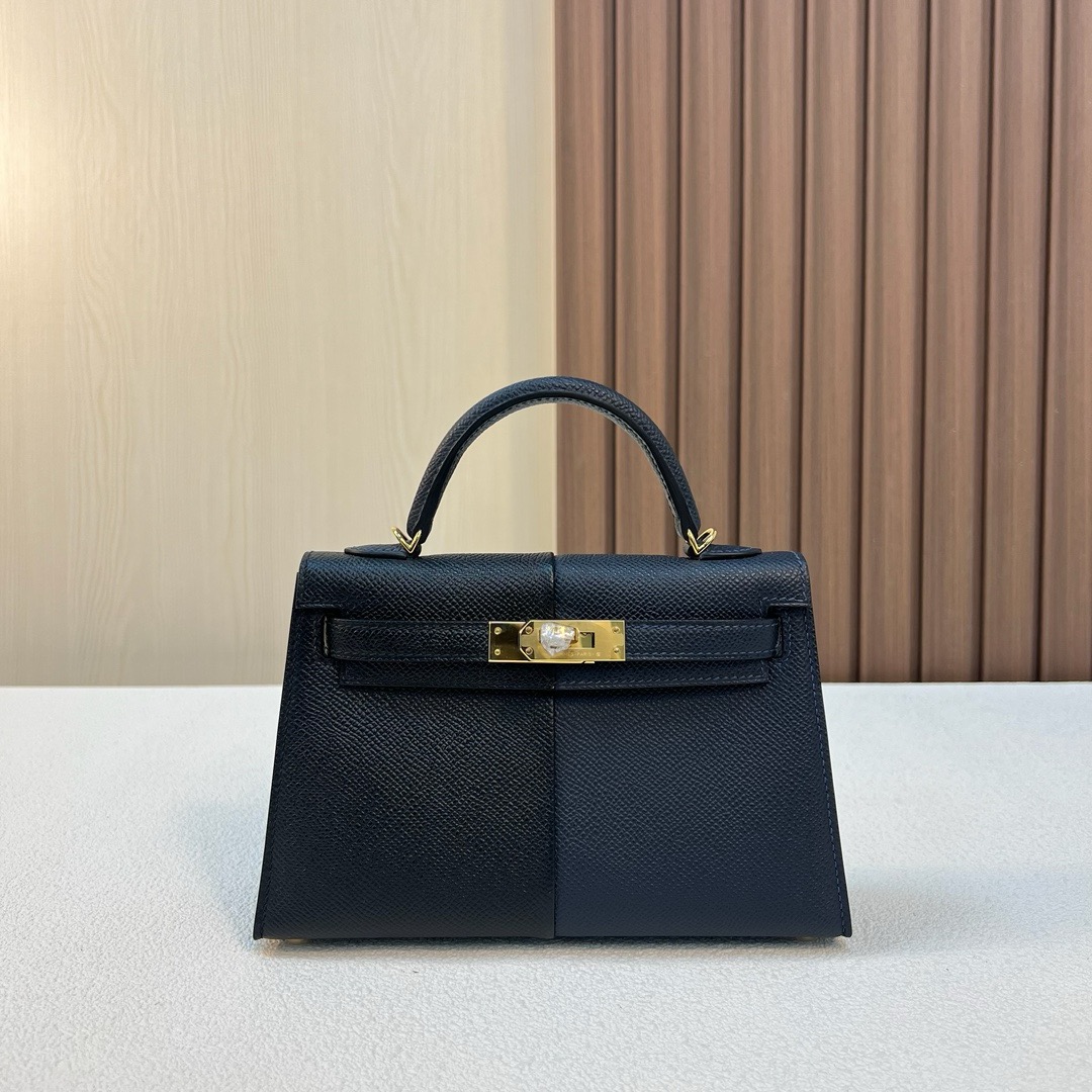 KL Mini Epsom CC89黑色 noir /CC76 Blue Indigo 深海蓝内拼K1石榴红 金扣 全手工蜡线缝 Ghw