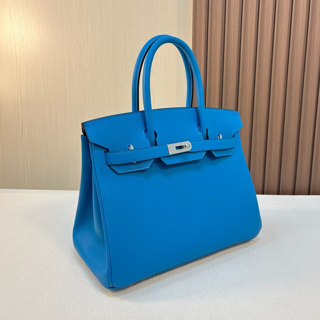 BK 30cm Swift 0F Bleu Frida 弗里达蓝 银扣 全手工蜡线缝 Phw