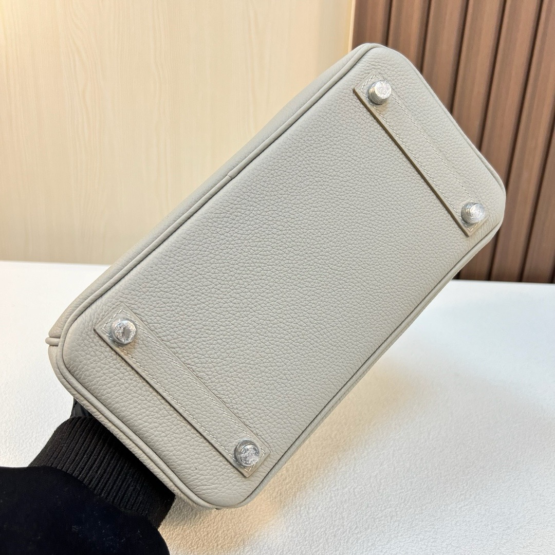 BK 25cm Togo皮 原厂徳国小牛皮 CK80珍珠灰 银扣 全手工蜡线缝 Phw