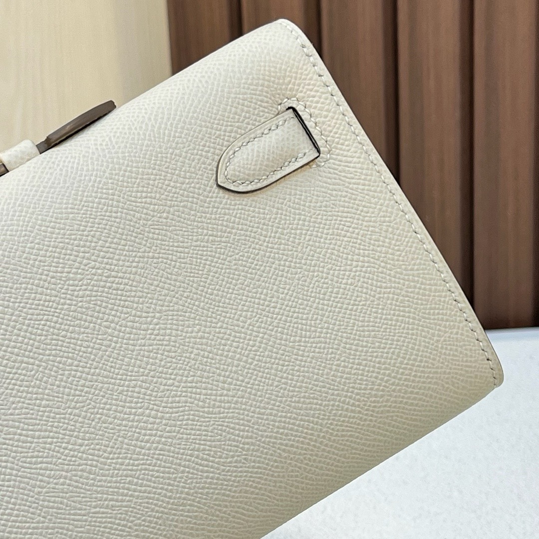 KL cut 31cm Epsom C10 奶昔白 craie 玫瑰金扣 全手工蜡线缝 Rghw
