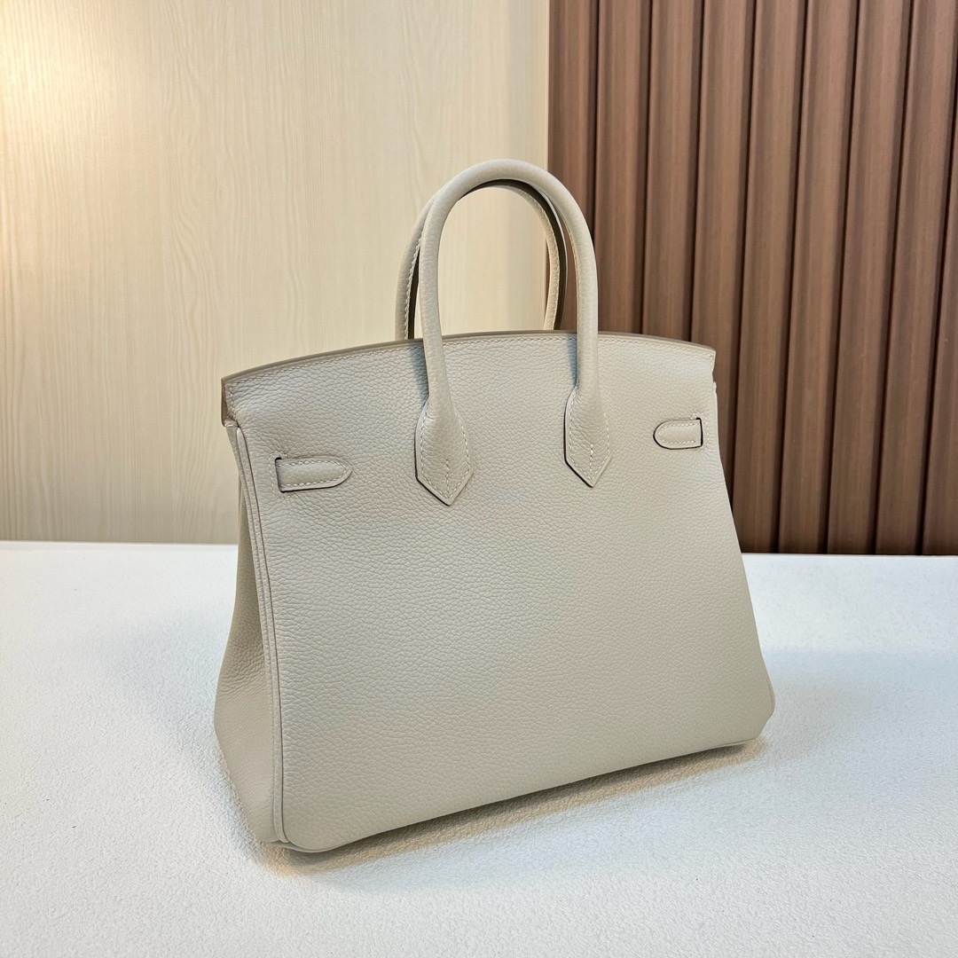 现货 BK 25cm Togo皮 原厂小牛皮 CK10奶昔白 银扣 全手工蜡线缝 Phw