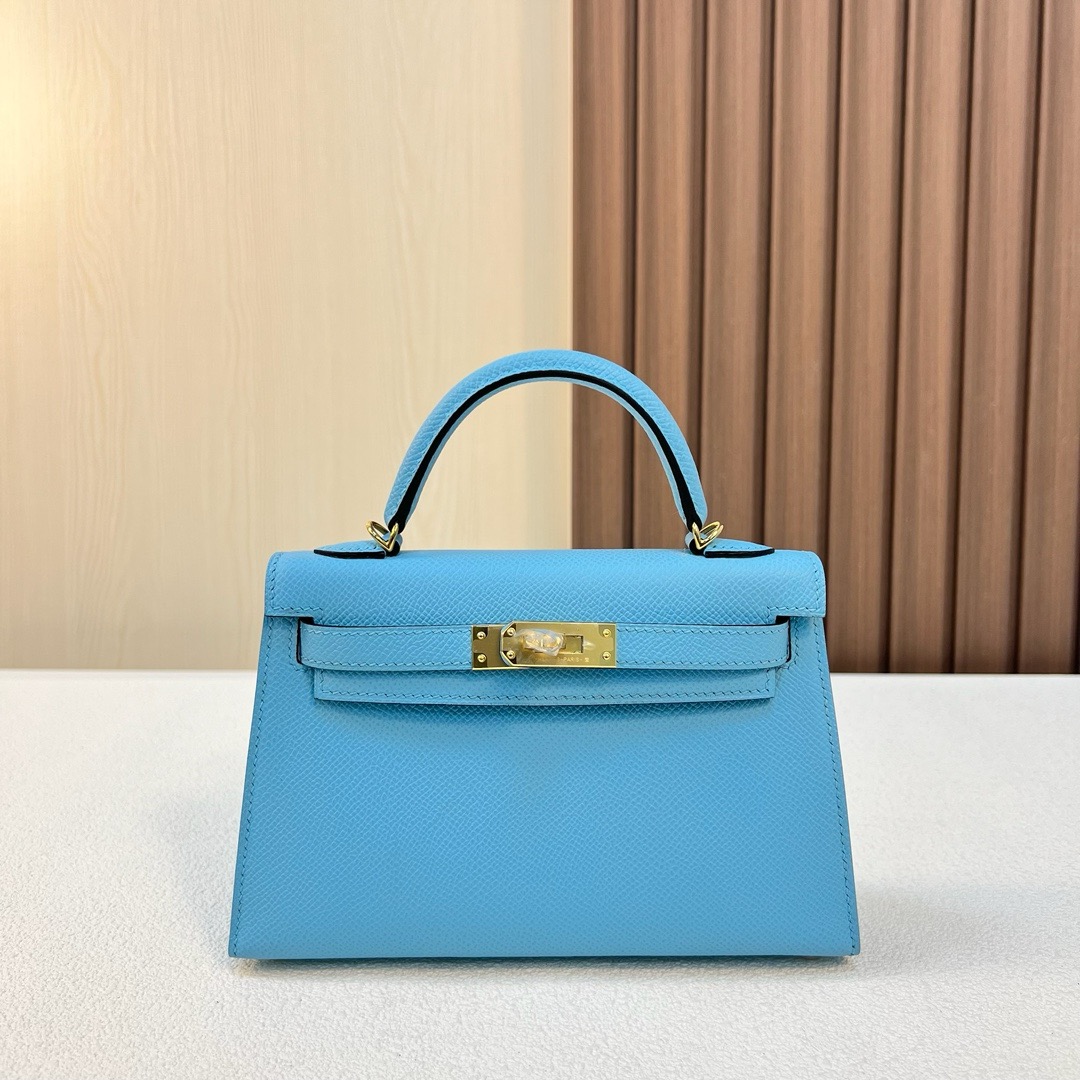 现货 KL Mini Epsom 7N blue 糖果蓝 金扣 全手工蜡线缝 Ghw