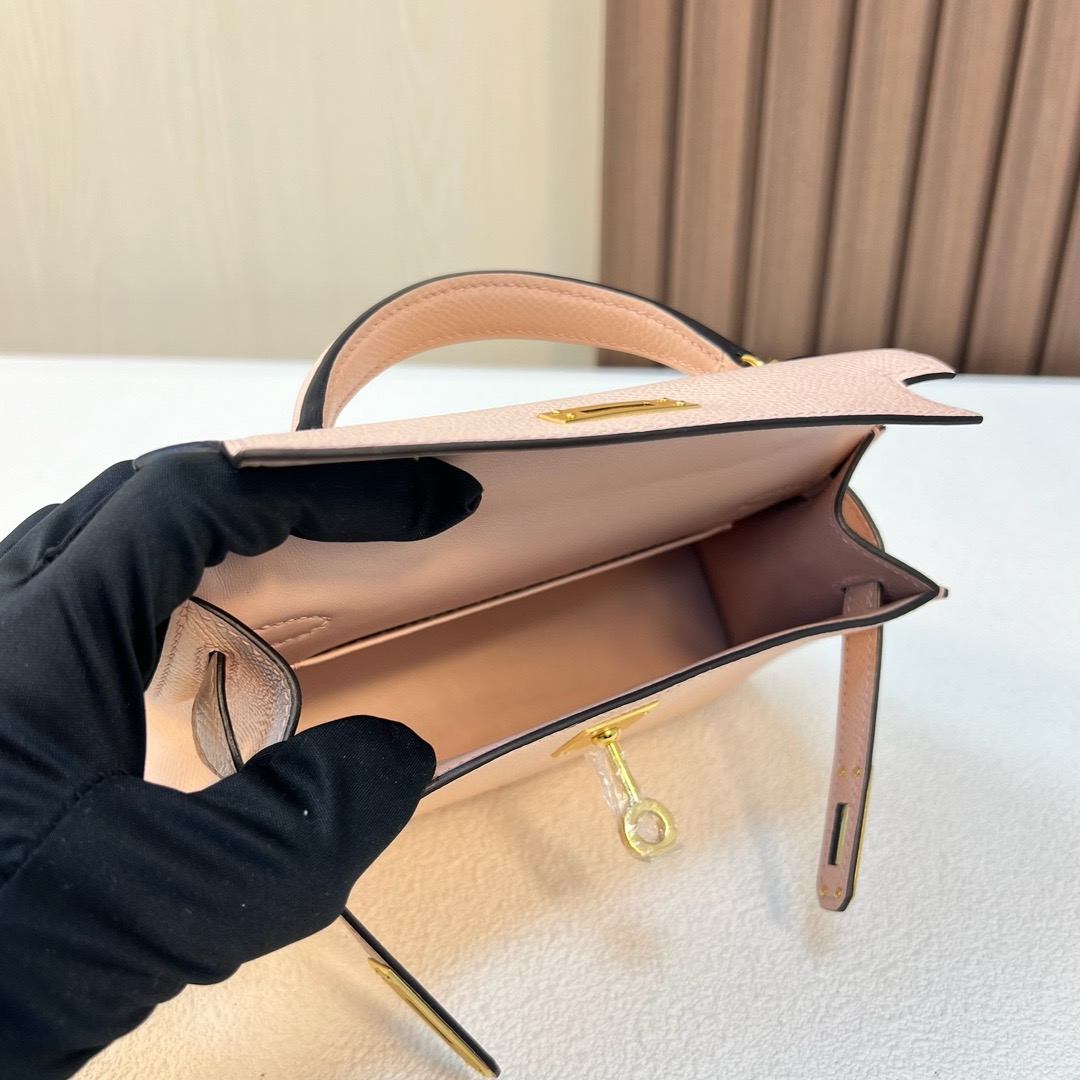 现 KL Mini 19cm Epsom P1 Rose Eglantine 蔷薇粉 金扣 全手工蜡线缝 Ghw