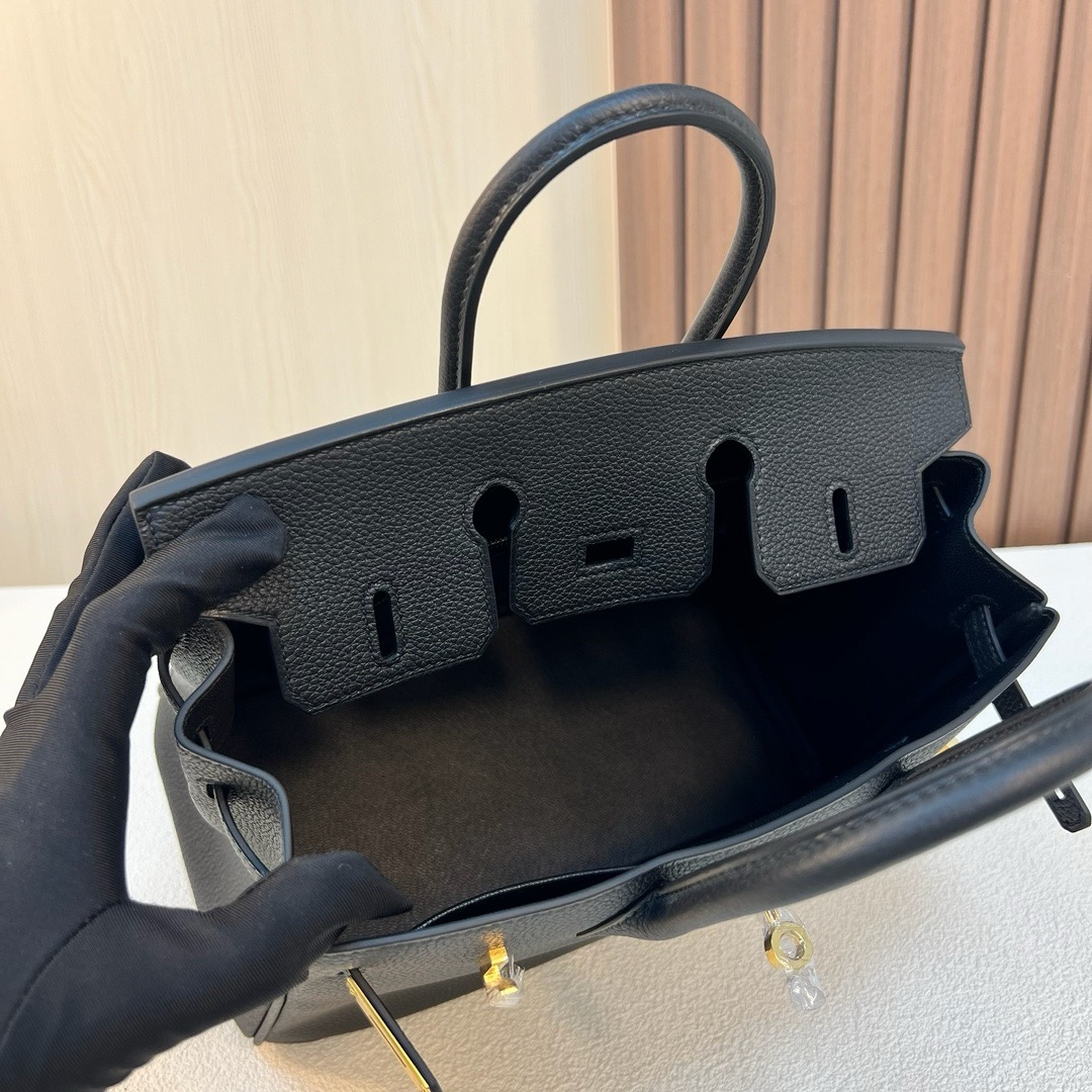 现货 BK 25cm Togo皮 原厂小牛皮 CC89黑色 金扣 全手工蜡线缝 Ghw