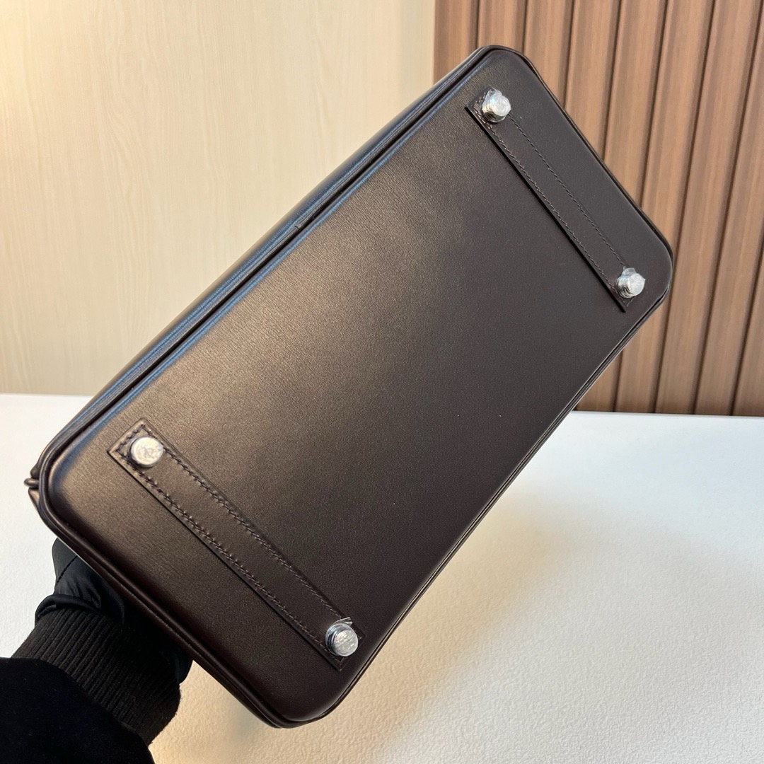 BK 30cm Boxcalf CK46乌木色 银扣 全手工蜡线缝 Phw