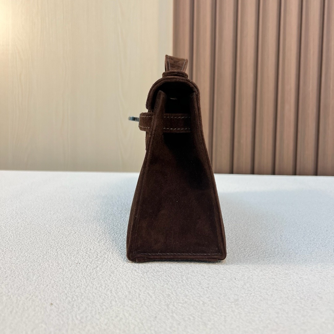 KL Pochette 22cm Suede 进口麂皮 泰迪色 银扣 全手工蜡线缝制 Phw
