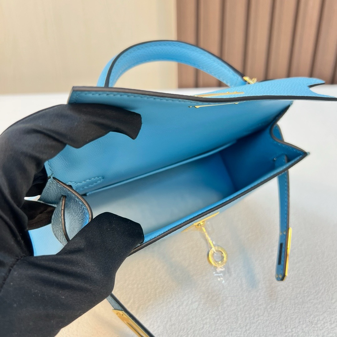 现货 KL Mini Epsom 7N blue 糖果蓝 金扣 全手工蜡线缝 Ghw