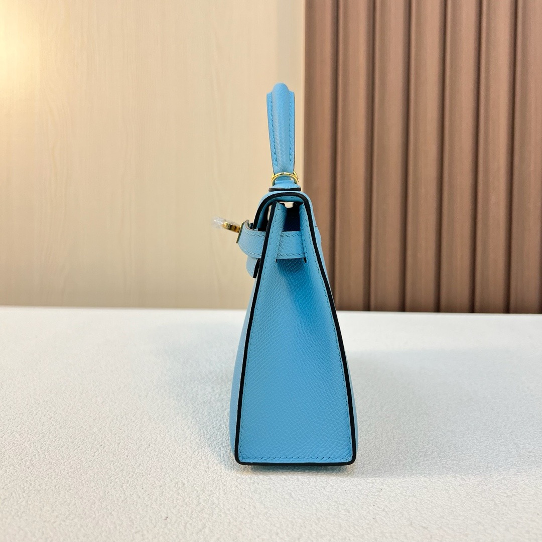 现货 KL Mini Epsom 7N blue 糖果蓝 金扣 全手工蜡线缝 Ghw
