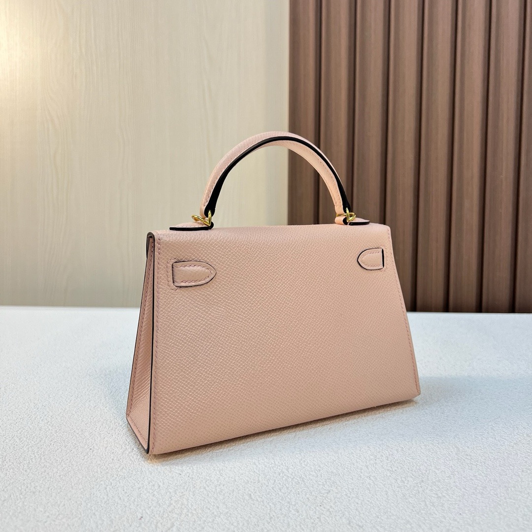 现 KL Mini 19cm Epsom P1 Rose Eglantine 蔷薇粉 金扣 全手工蜡线缝 Ghw