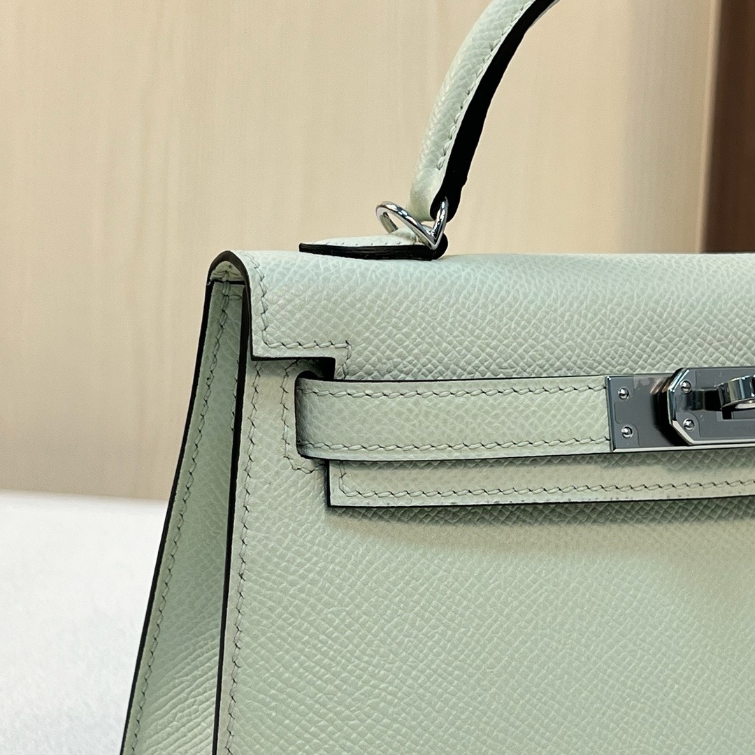 现货 KL Mini Epsom 0S Vert Fizz 气泡绿 银扣 全手工蜡线缝 Phw Stock