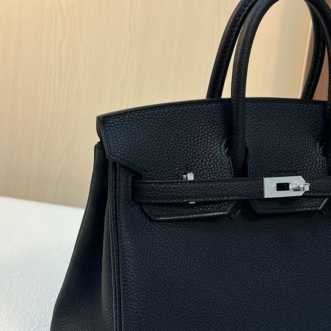 HM BK 25cm Togo皮 原厂进口小牛皮 CK89 Noir 黑色 银扣 全手工蜡线缝 Phw