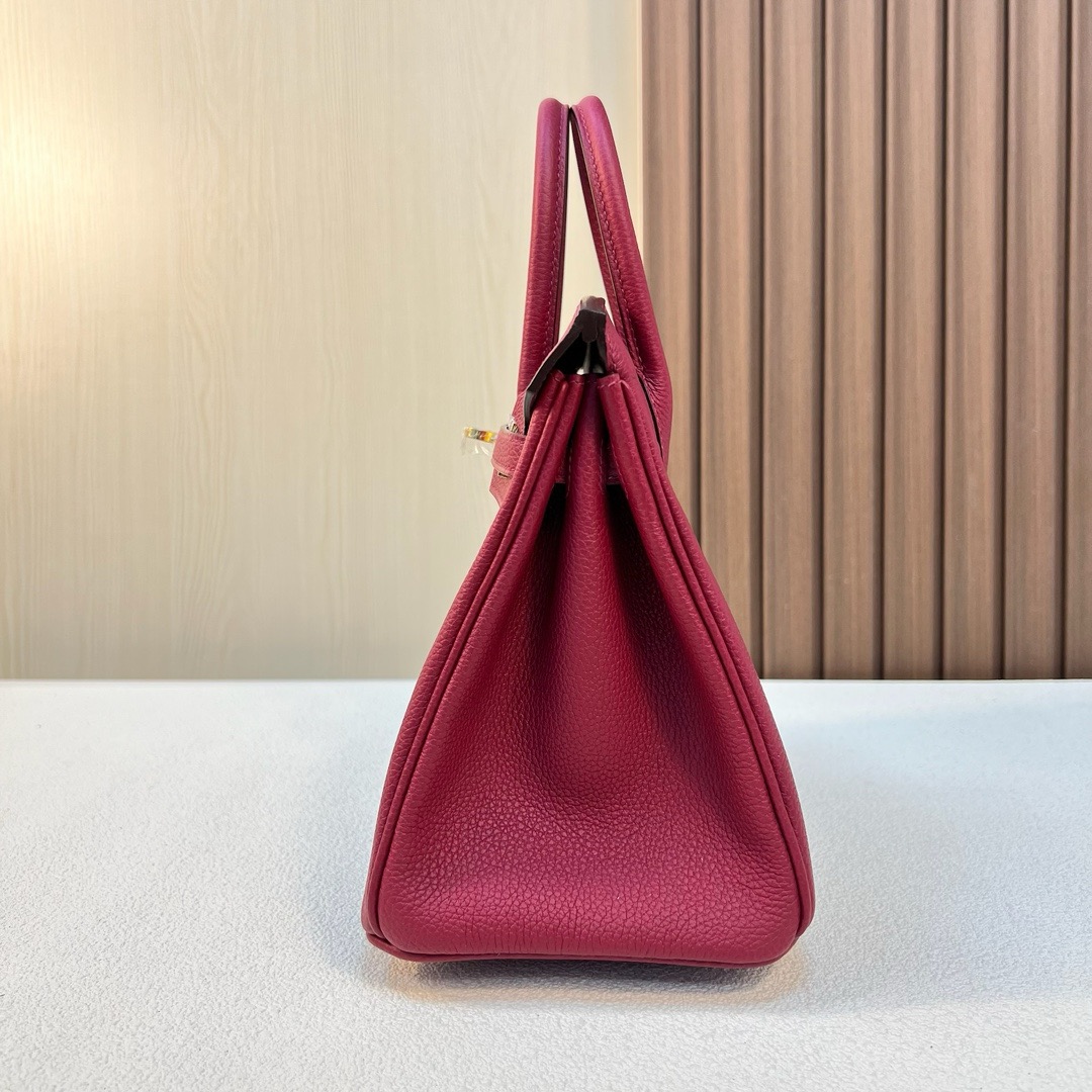BK 25cm Togo皮 原厂徳国小牛皮 k1石榴红 金扣 全手工蜡线缝 Ghw
