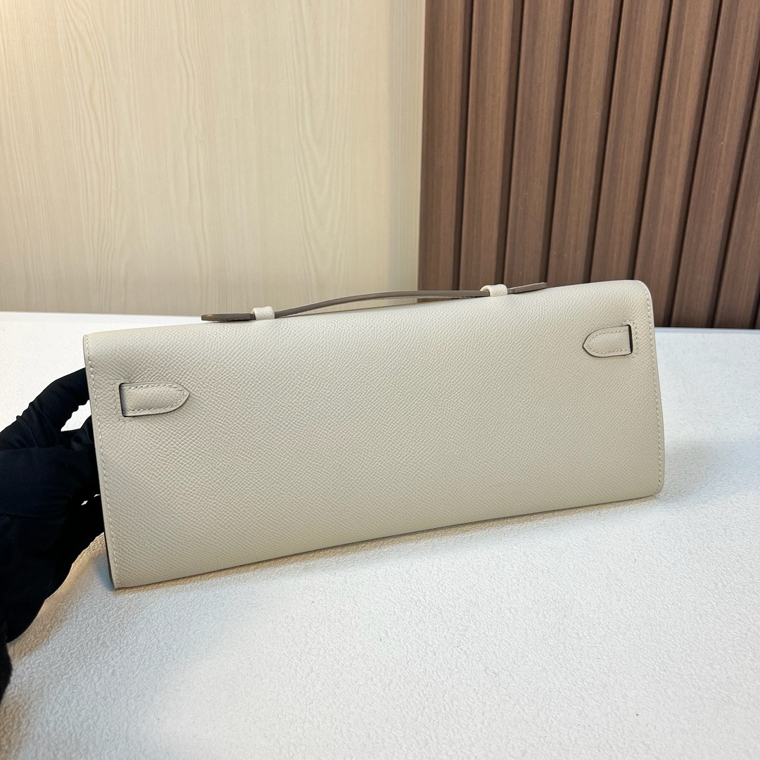 KL cut 31cm Epsom C10 奶昔白 craie 玫瑰金扣 全手工蜡线缝 Rghw