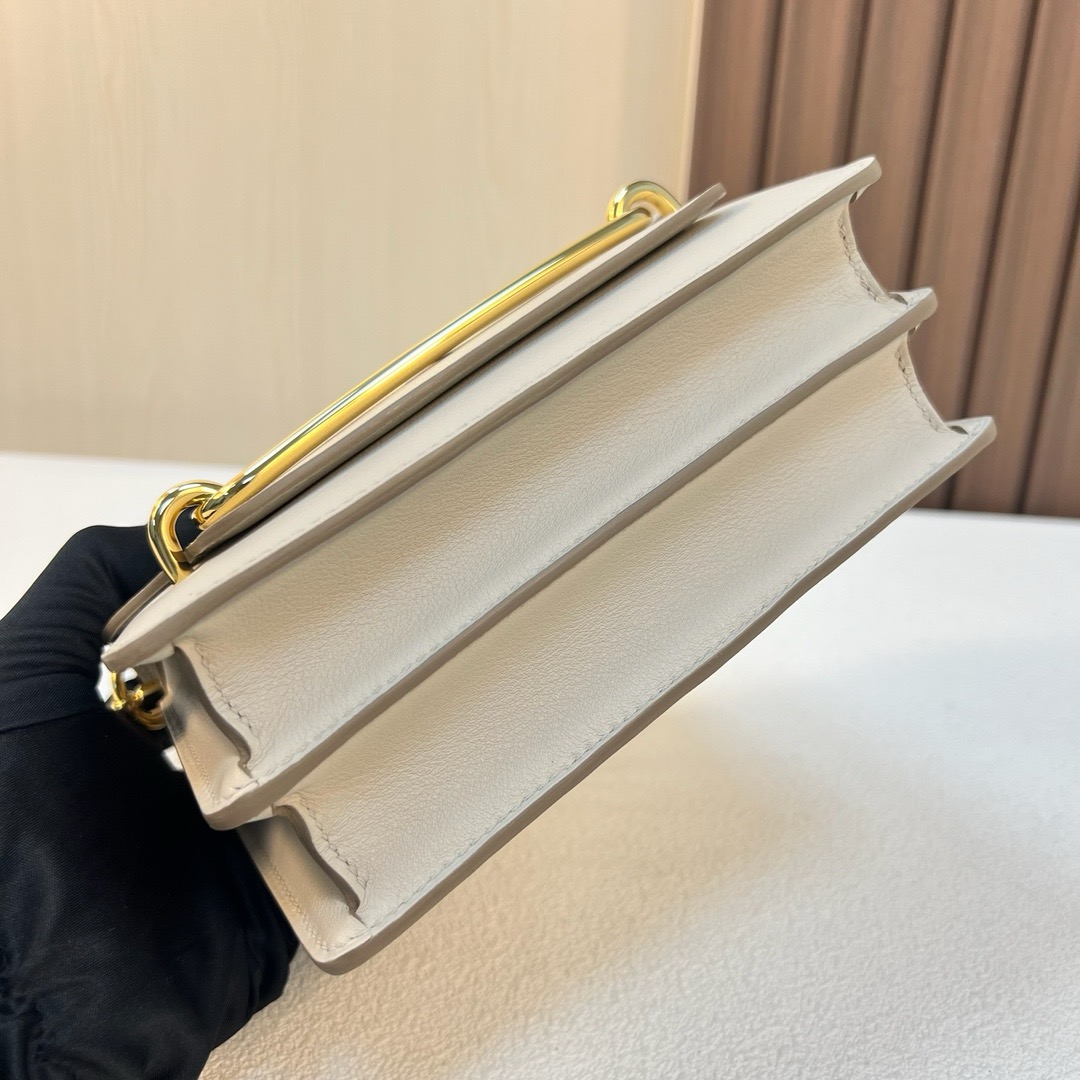RL 18cm Swift Ck10 奶昔白 craie 金扣 全手工蜡线缝 Ghw-HaiLaBags RL 18cm Swift Ck10 奶昔白 craie 金扣 全手工蜡线缝 Ghw