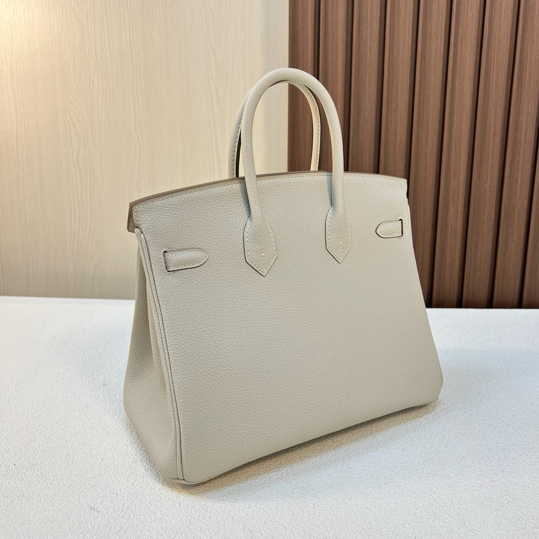 现货 BK 25cm Togo皮 原厂小牛皮 CC10奶昔白 金扣 全手工蜡线缝 Ghw Stock
