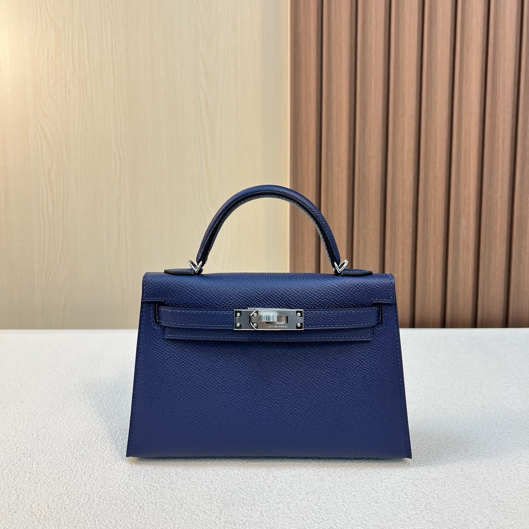 现货 KL Mini Epsom CK73宝石蓝 银扣 全手工蜡线缝 Phw