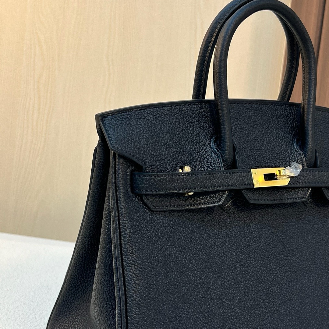 现货 BK 25cm Togo皮 原厂小牛皮 CC89黑色 金扣 全手工蜡线缝 Ghw