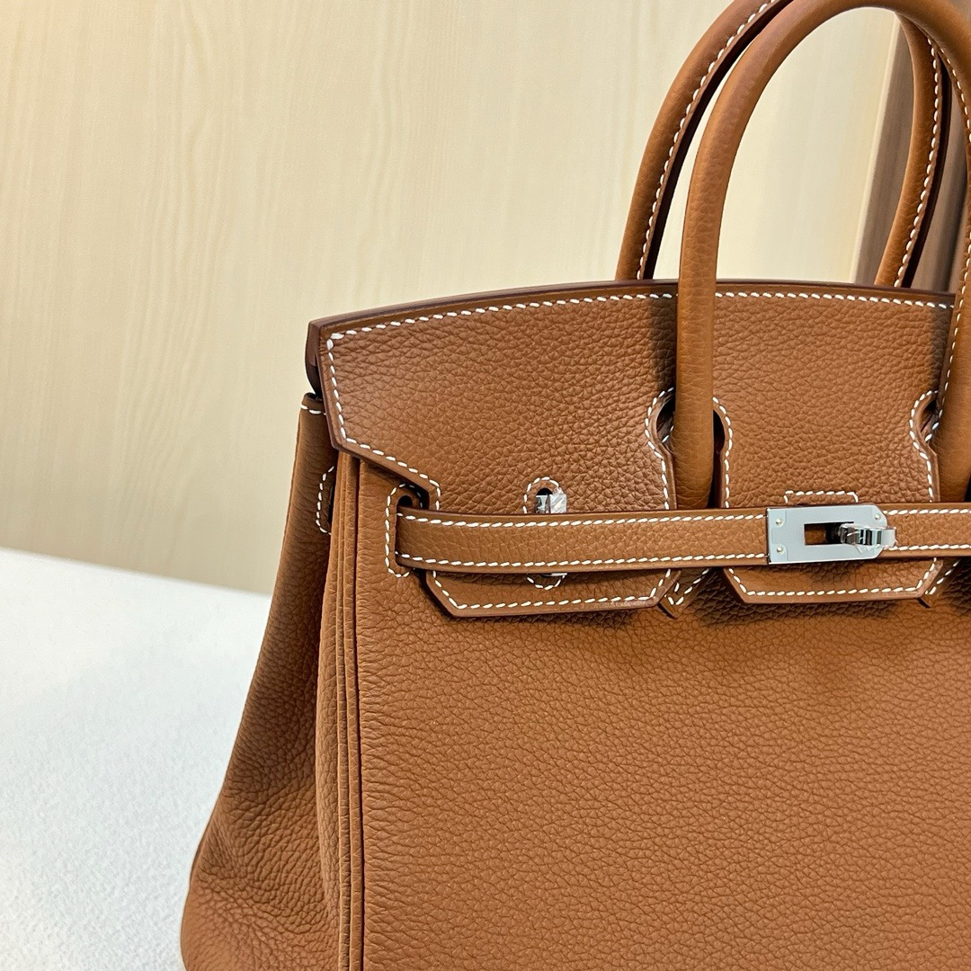 现 BK 25cm Togo皮 原厂小牛皮 CK37金棕色 银扣 全手工蜡线缝 Phw