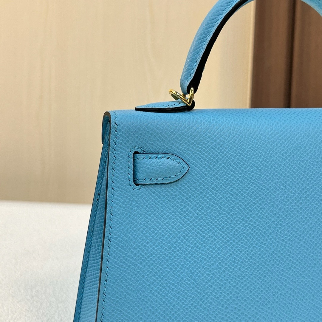 现货 KL Mini Epsom 7N blue 糖果蓝 金扣 全手工蜡线缝 Ghw