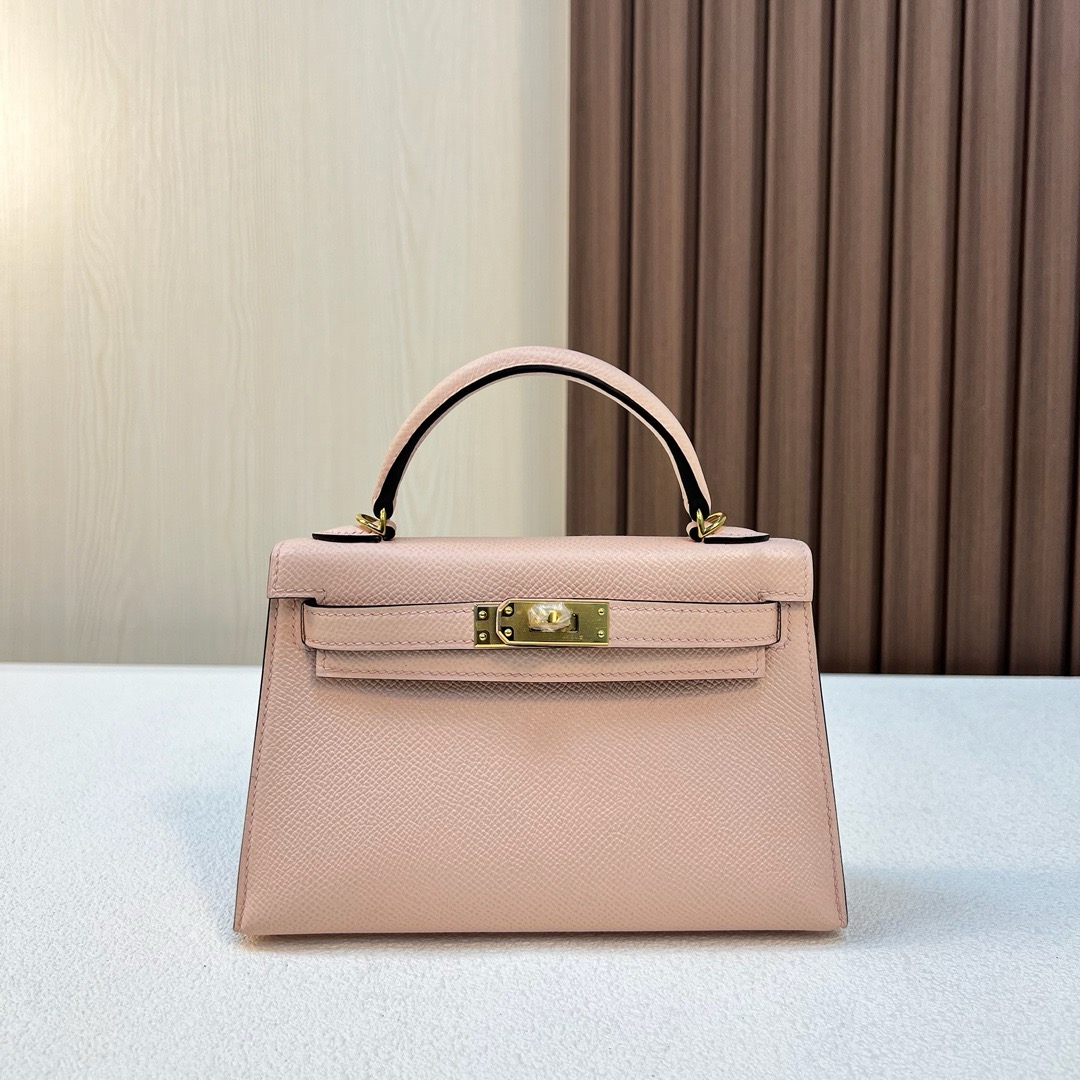 现 KL Mini 19cm Epsom P1 Rose Eglantine 蔷薇粉 金扣 全手工蜡线缝 Ghw