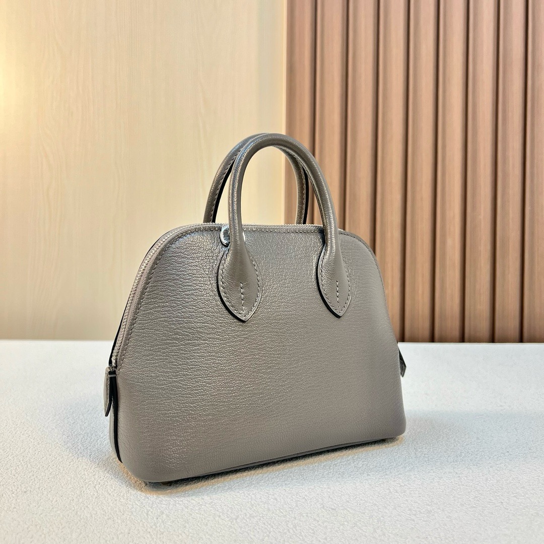 Bolide Mini Chever 进口山羊皮 8F锡器灰 银扣 全手工蜡线缝 Phw