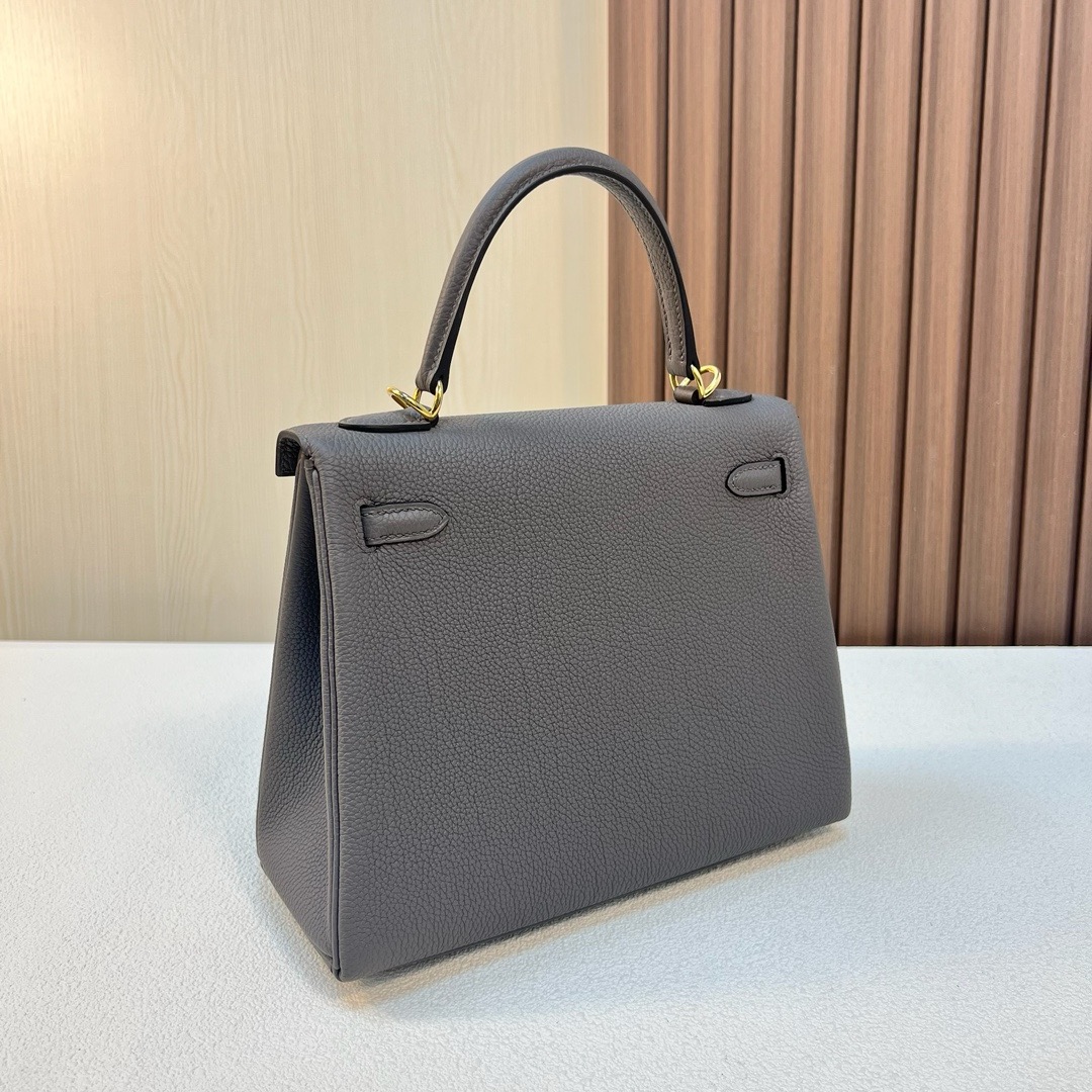HM KL 25cm Togo 皮 原厂进口小牛皮 8F Etain 锡器灰 金扣 全手工蜡线缝 Ghw