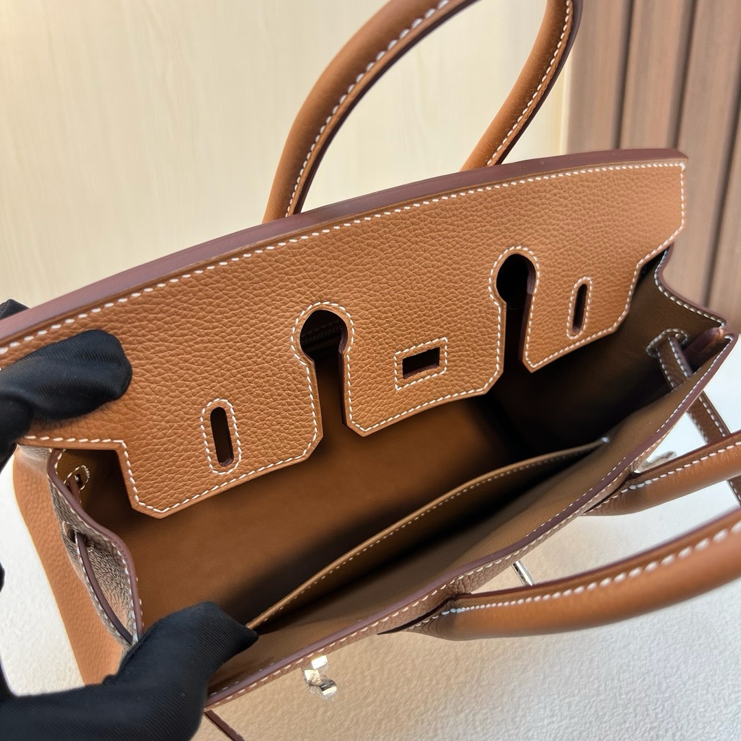 现 BK 25cm Togo皮 原厂小牛皮 CK37金棕色 银扣 全手工蜡线缝 Phw