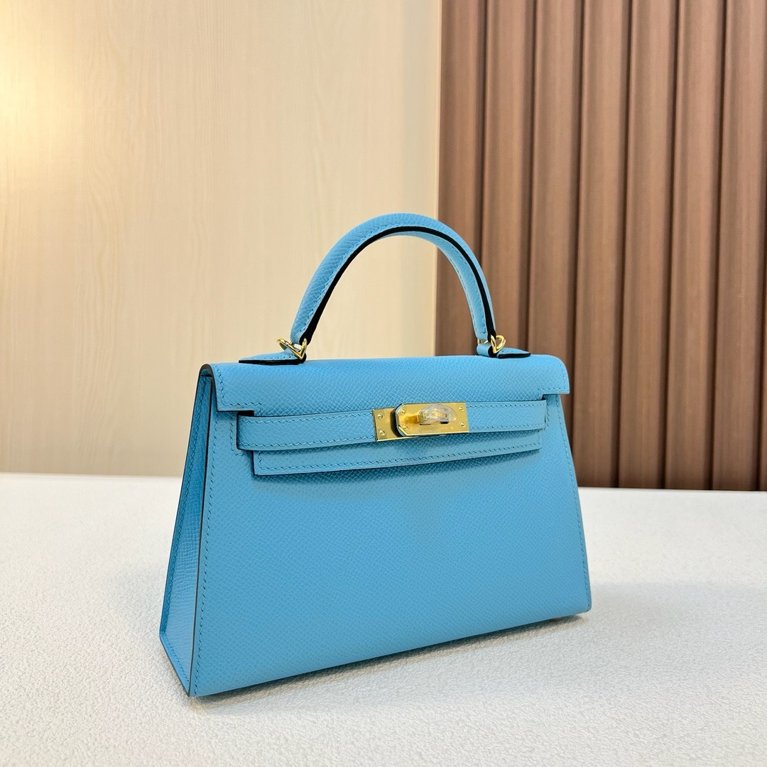 现货 KL Mini Epsom 7N blue 糖果蓝 金扣 全手工蜡线缝 Ghw