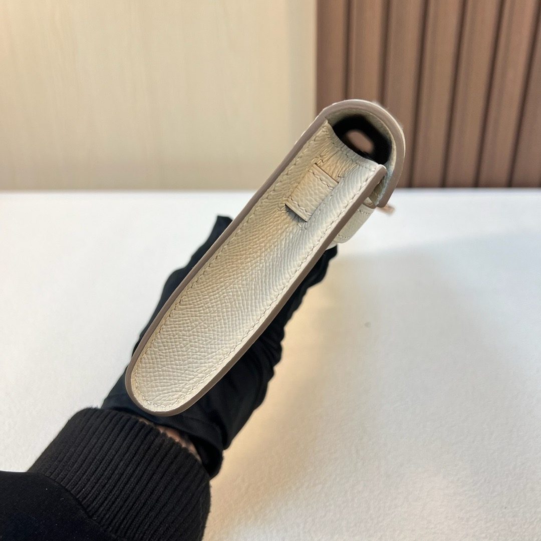 KL cut 31cm Epsom C10 奶昔白 craie 玫瑰金扣 全手工蜡线缝 Rghw