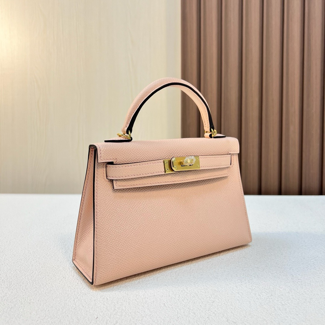 现 KL Mini 19cm Epsom P1 Rose Eglantine 蔷薇粉 金扣 全手工蜡线缝 Ghw