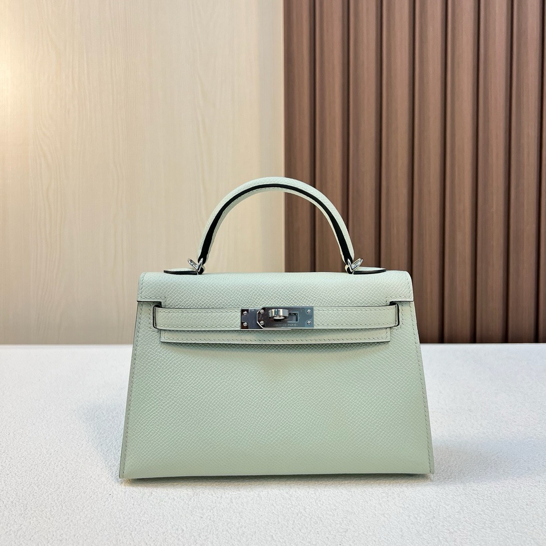 现货 KL Mini Epsom 0S Vert Fizz 气泡绿 银扣 全手工蜡线缝 Phw Stock