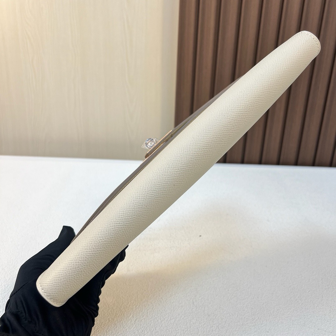 KL cut 31cm Epsom C10 奶昔白 craie 玫瑰金扣 全手工蜡线缝 Rghw