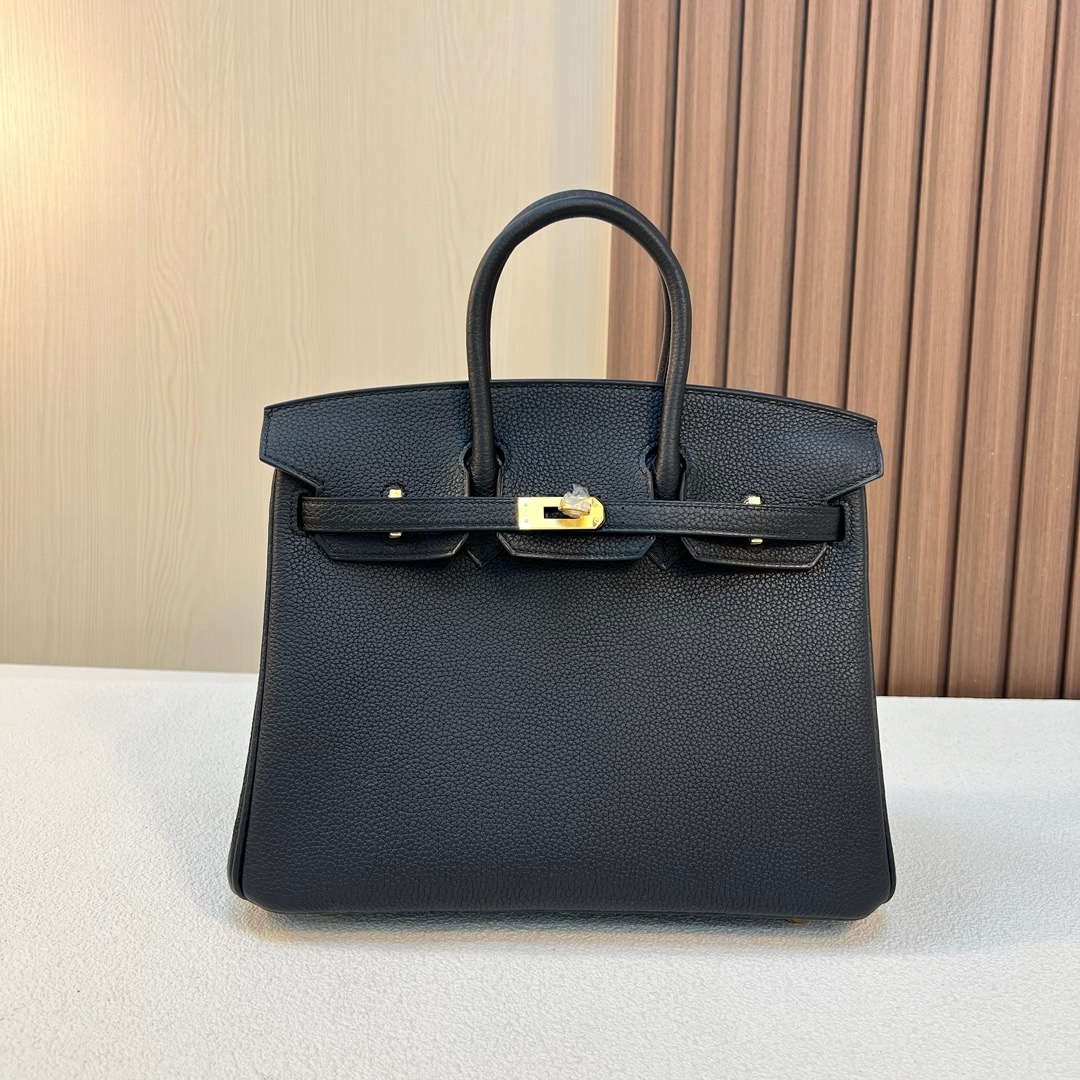 现货 BK 25cm Togo皮 原厂小牛皮 CC89黑色 金扣 全手工蜡线缝 Ghw