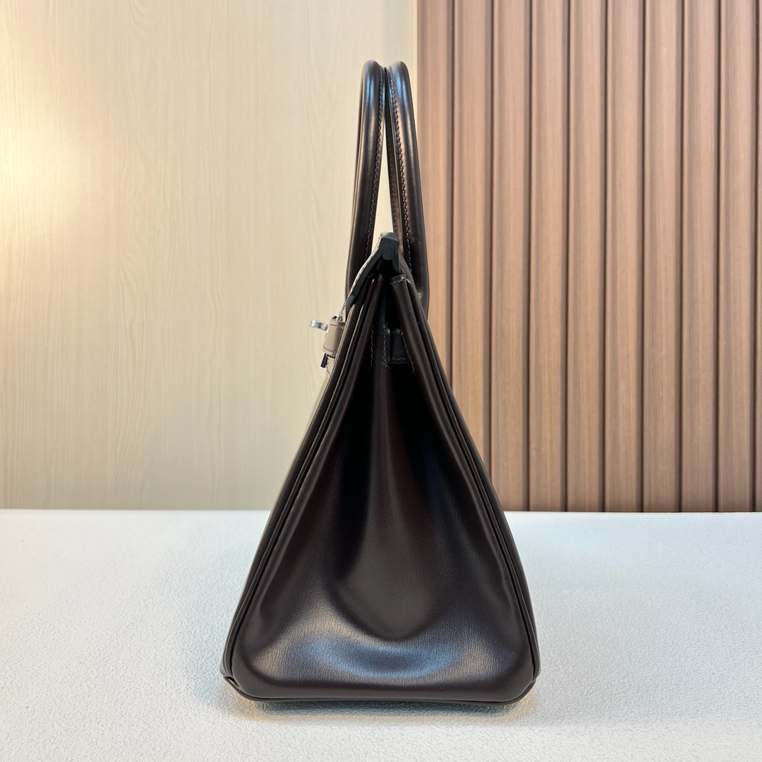 BK 30cm Boxcalf CK46乌木色 银扣 全手工蜡线缝 Phw